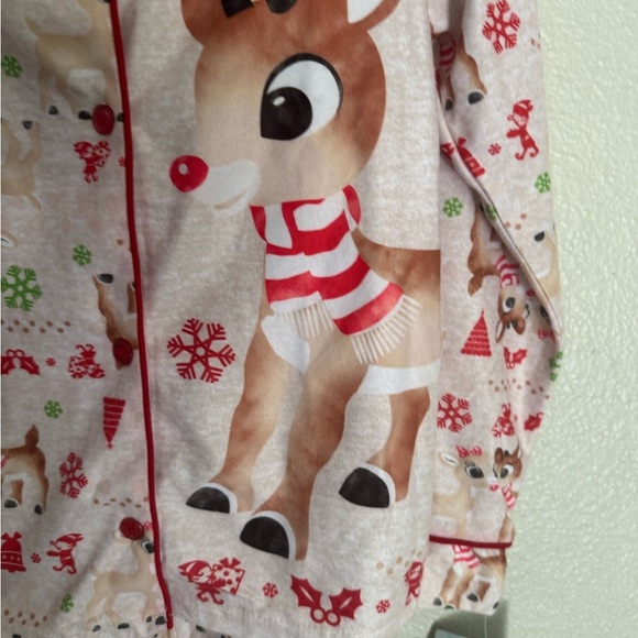 RUDOLPH THE RED NOSE REINDEER kids 2 piece all over print button up pijama set-M - Picture 5 of 9